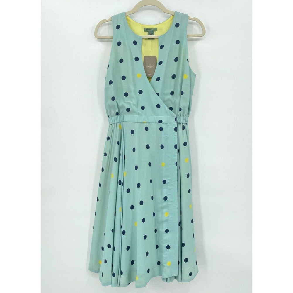 Anthropologie Maple Womens Size 6 Across The Land Wrap Polka Dot Dress NWT